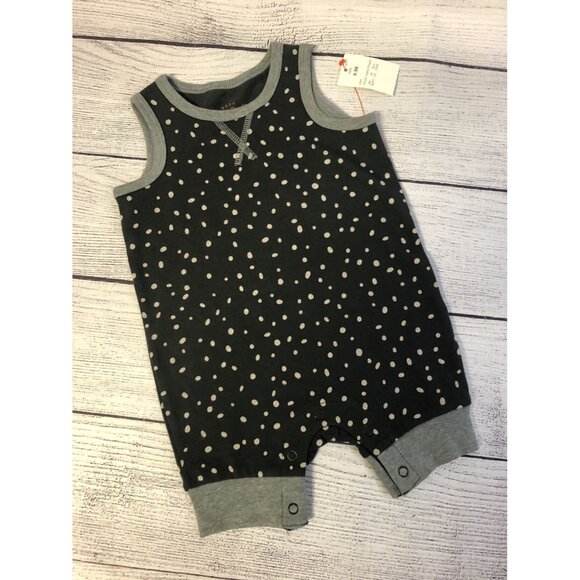 Cat & Jack 0-3M Grey Spotted Sleeveless Romper - Picture 1 of 4